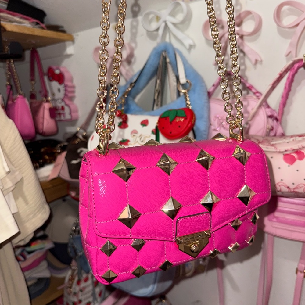 Michael Kors SoHo Small Studded Quilted Patent Leather Shoulder Bag - Picture 8 of 9